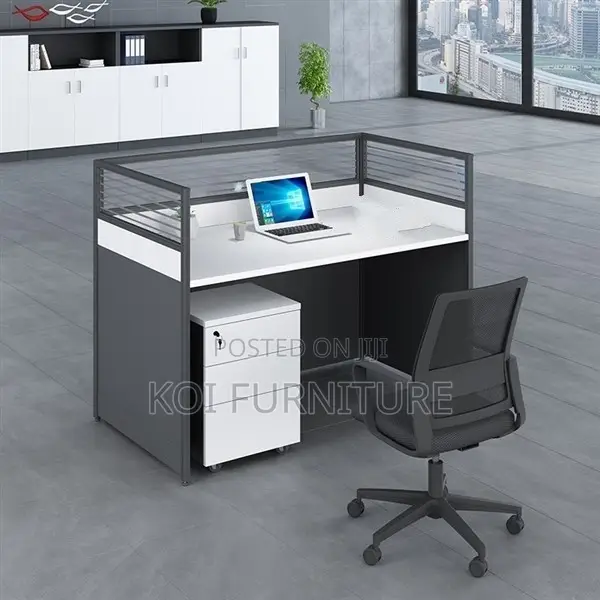 Office Desk : 1-Way Workstation 1.2m X 0.6m in Brown