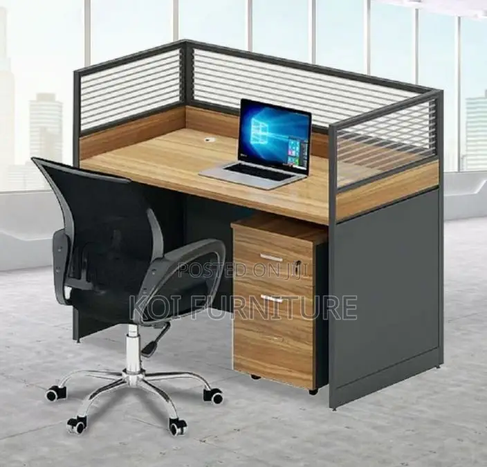 Office Desk : 1-Way Workstation 1.2m X 0.6m in Brown