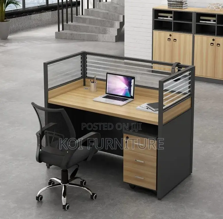 Office Desk : 1-Way Workstation 1.2m X 0.6m in Brown