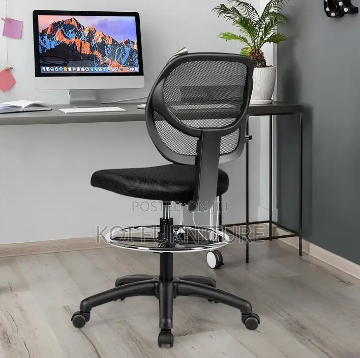 Office Chair : Adjustable Height Mid Back Mesh Drafting Office Chair