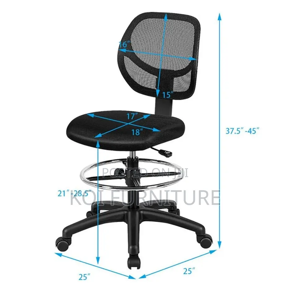 Office Chair : Adjustable Height Mid Back Mesh Drafting Office Chair
