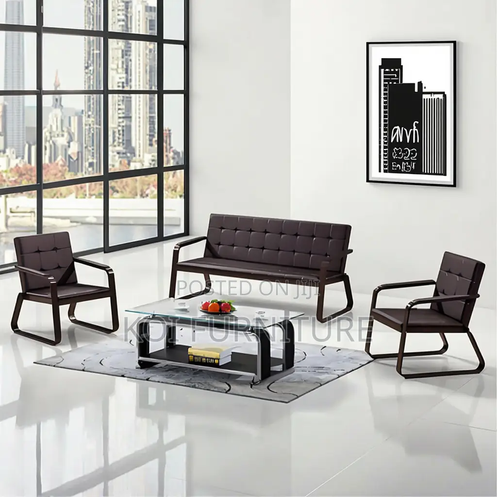 Office Sofa : 5-Seater Modern Leather Office Sofa