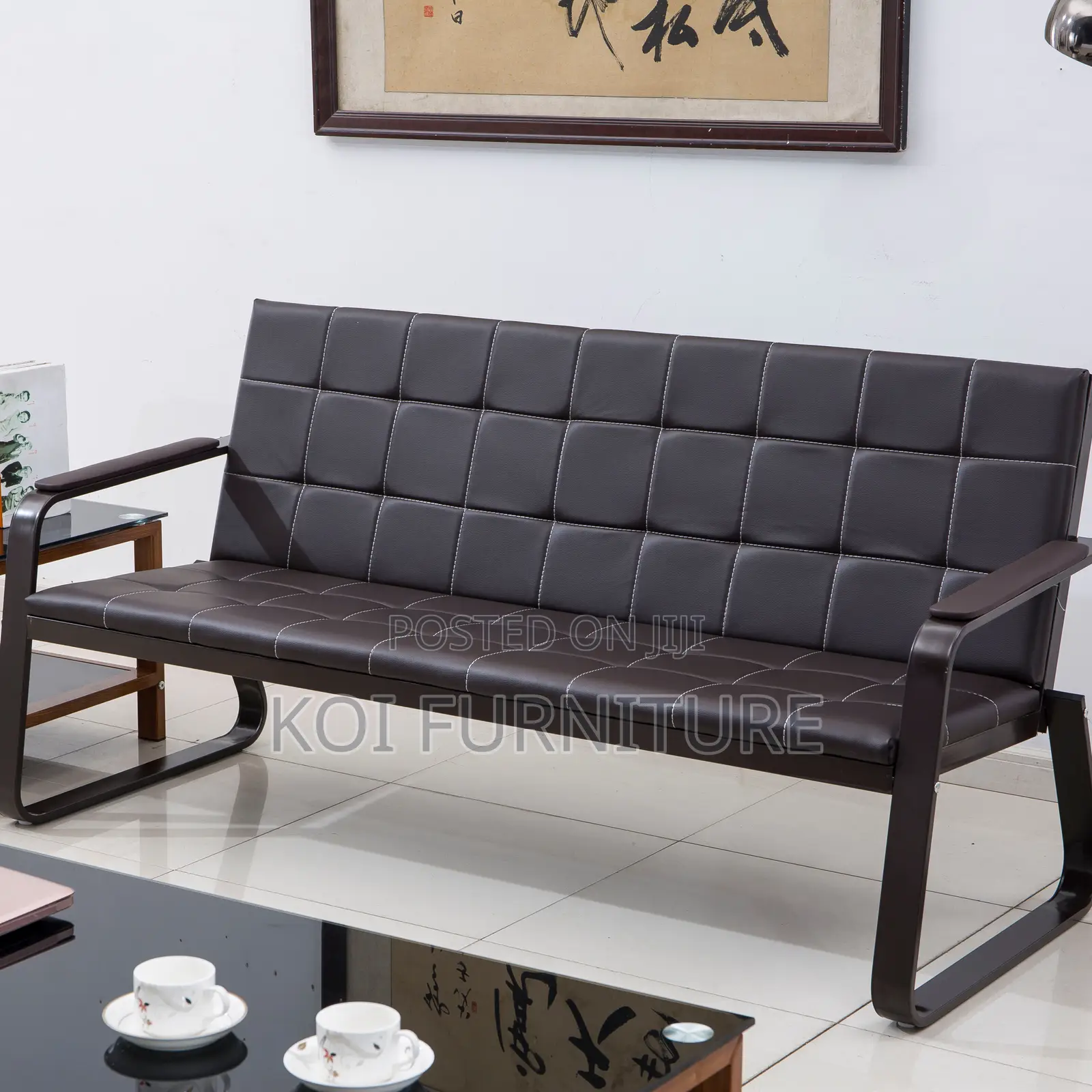 Office Sofa : 5-Seater Modern Leather Office Sofa