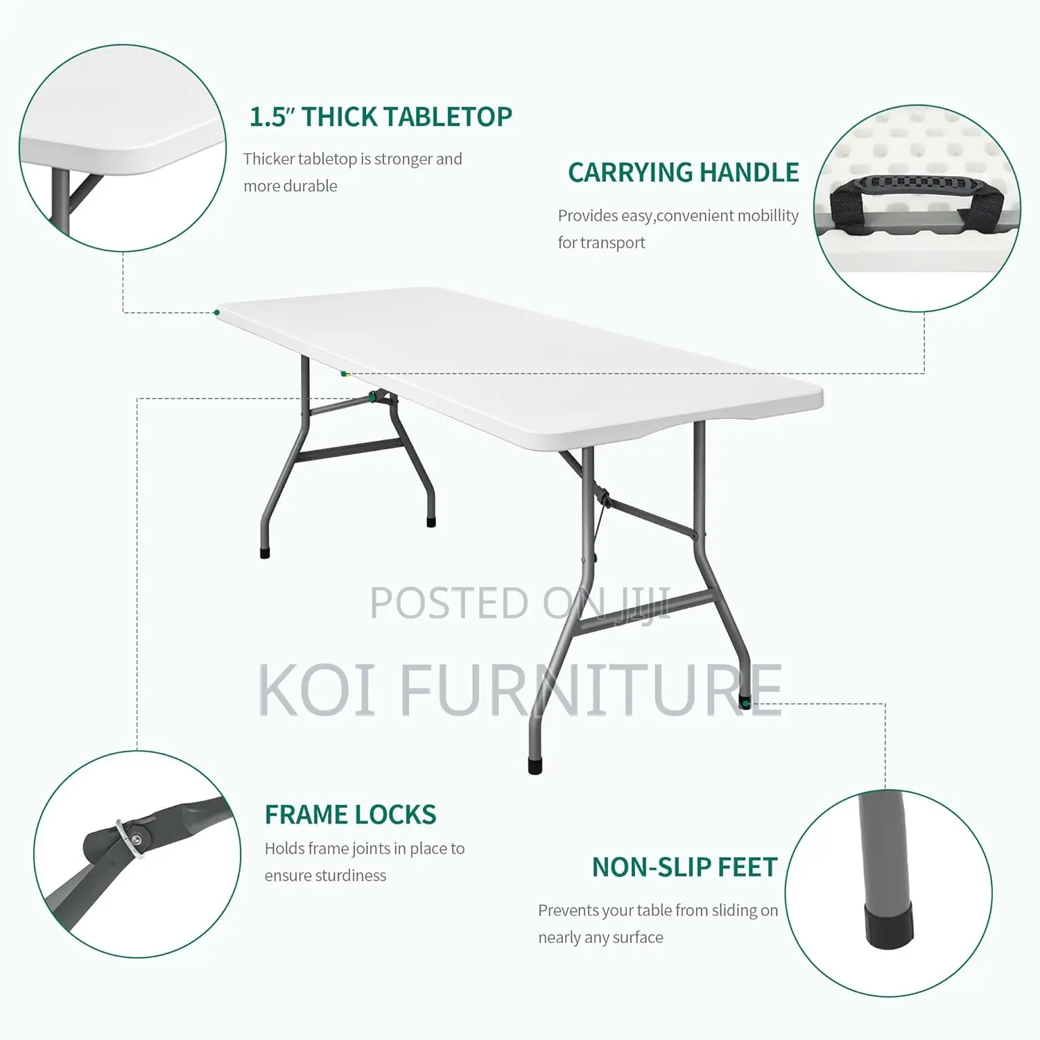 Table : Heavy Duty 6ft Picnic Camping Folding Table,