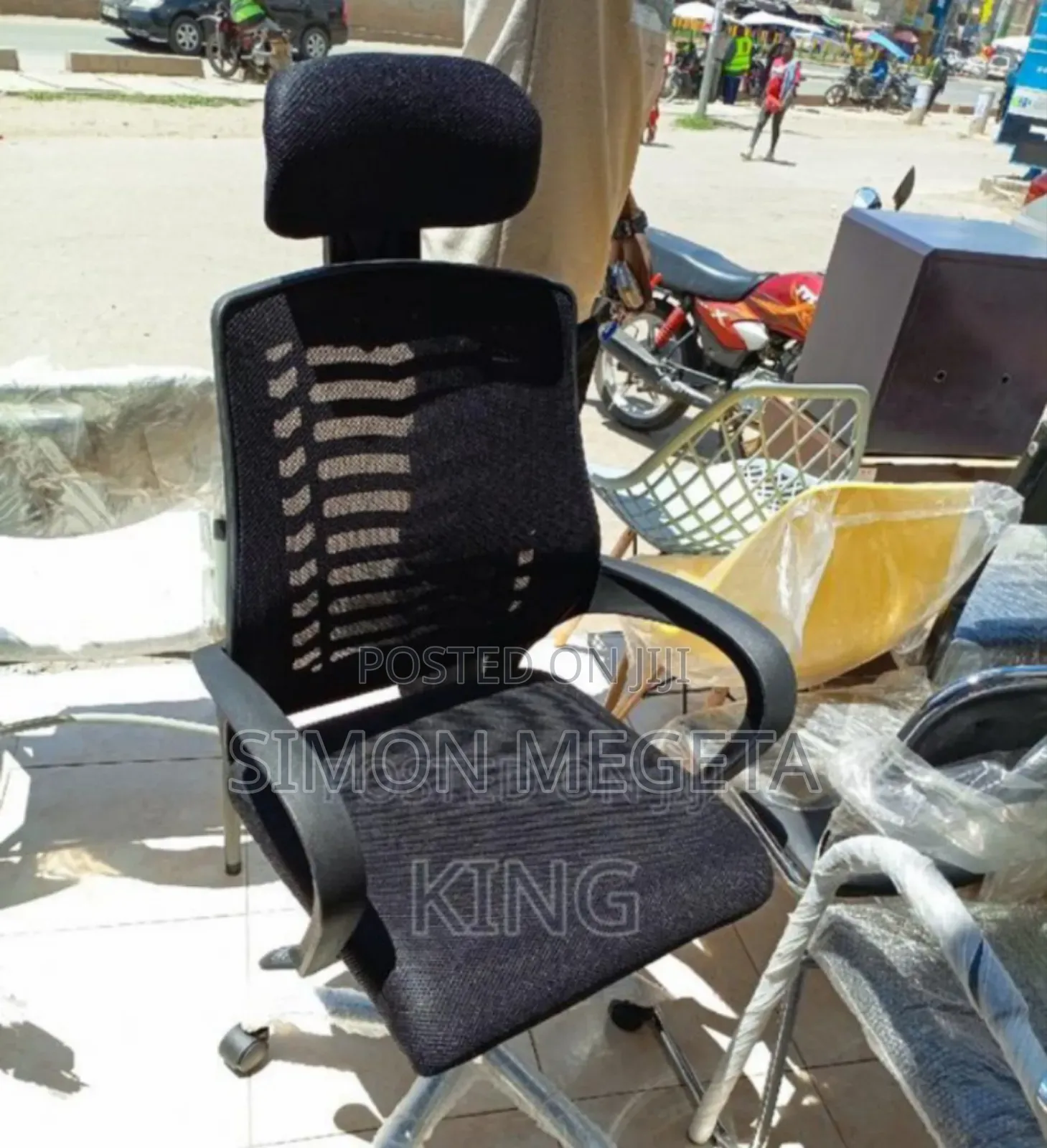With Wheels. Comfortable Office Chair With Headrest