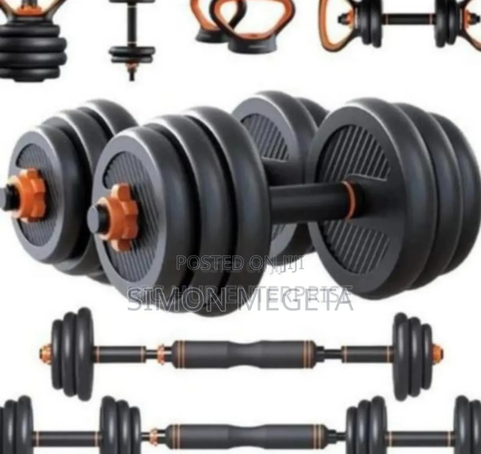 With Barbel 30kgs Dumbbells 6in1. New