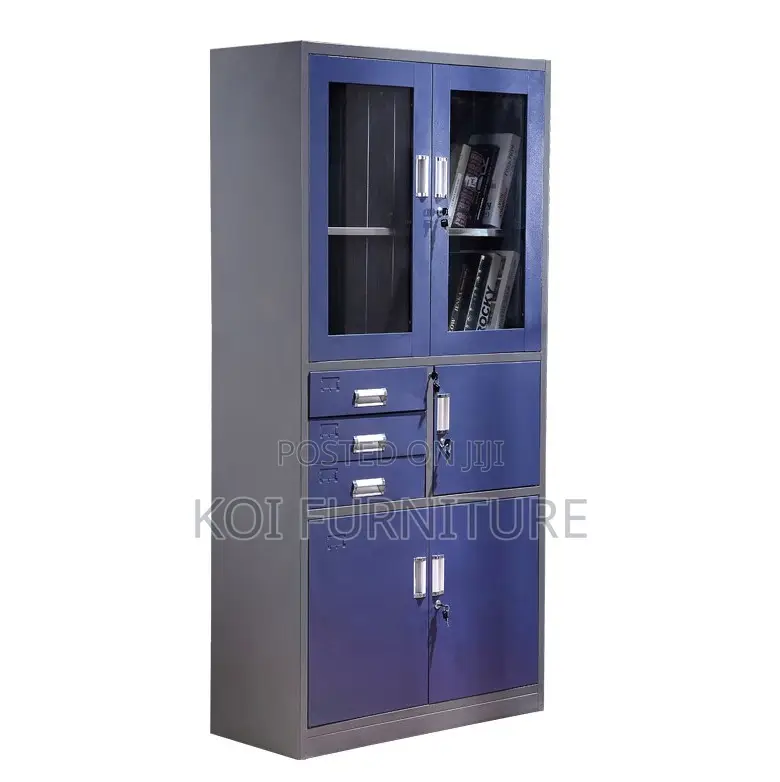 Office Cabinet; Blue Steel Executive Office Cabinet With Internal Safe
