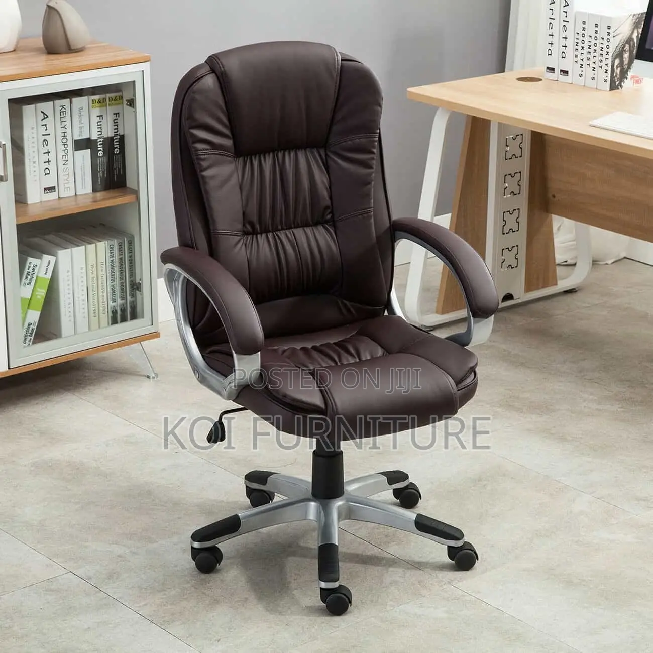 Office Chair; High Back Leather Reclining Ergonomic Seat