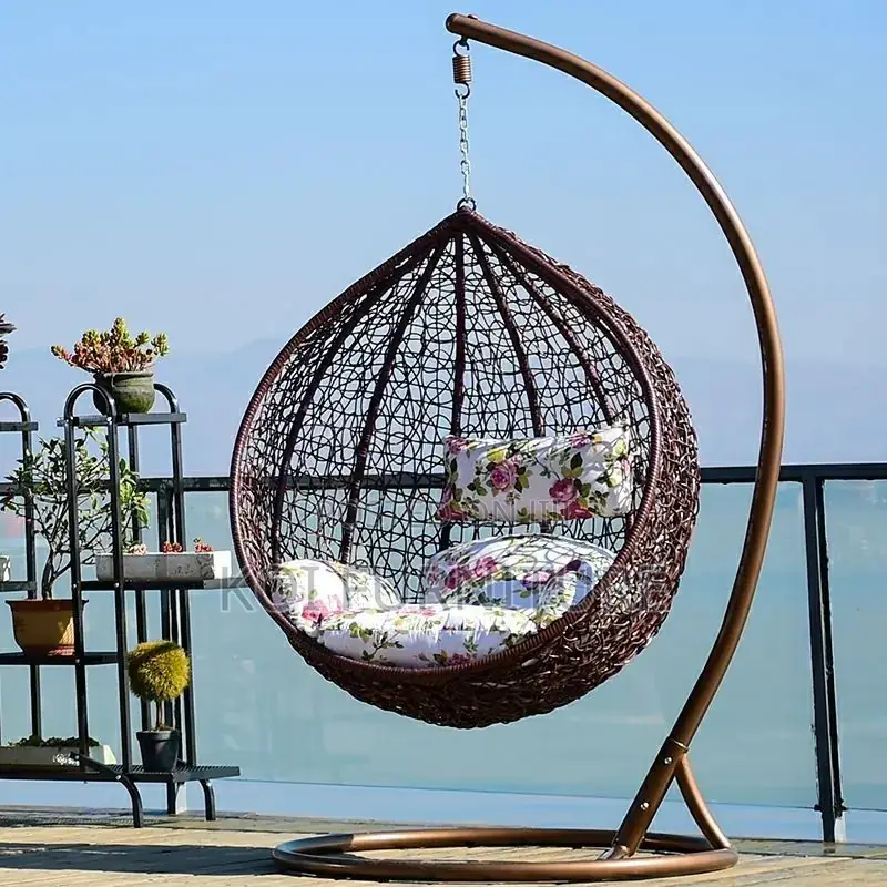 Home Chairs; Rattan Leather Hanging Hammock Chair