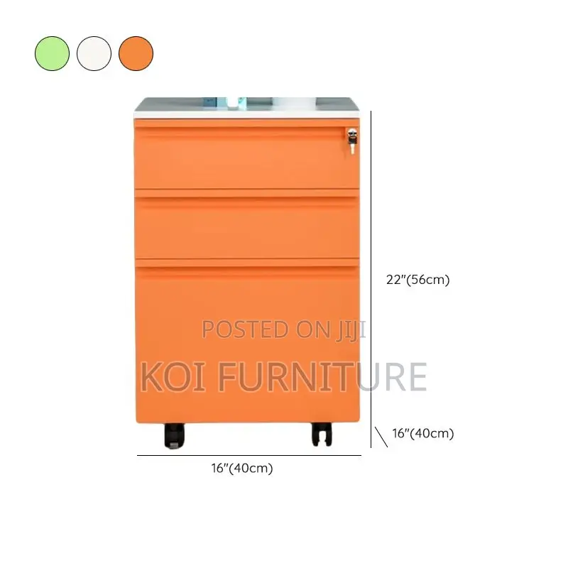 Office Cabinet; Wooden Pedestral Cabinet With Three Lockers