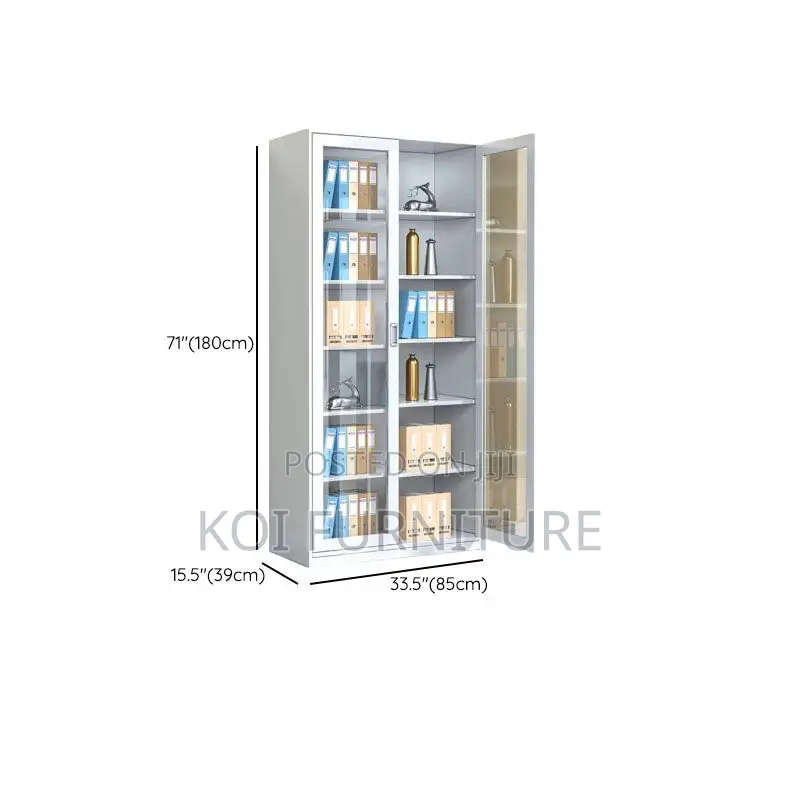 Office Cabinet; Two Doors Cabinet With Glass Front View