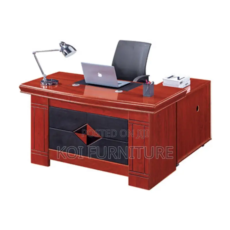 Office Desk; 1400mm Executive L Shaped Mahogany Desk
