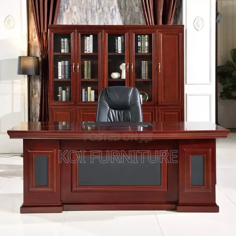 Office Desk; 1400mm Executive L Shaped Mahogany Desk