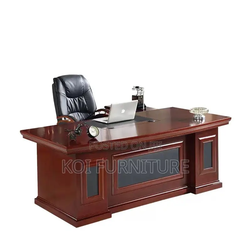 Office Desk; 1400mm Executive L Shaped Mahogany Desk