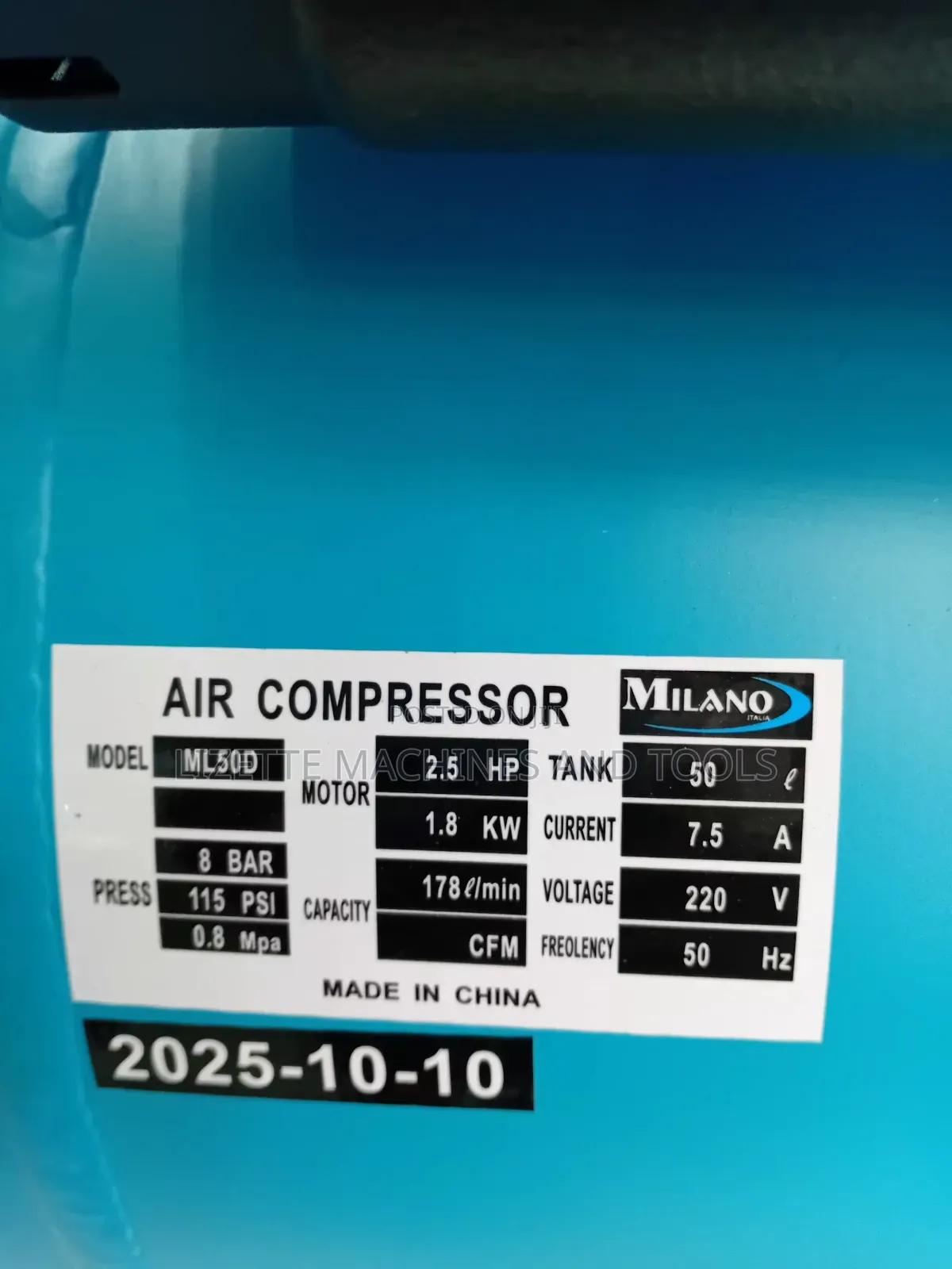 50l Milano Air Compressor 2.5hp