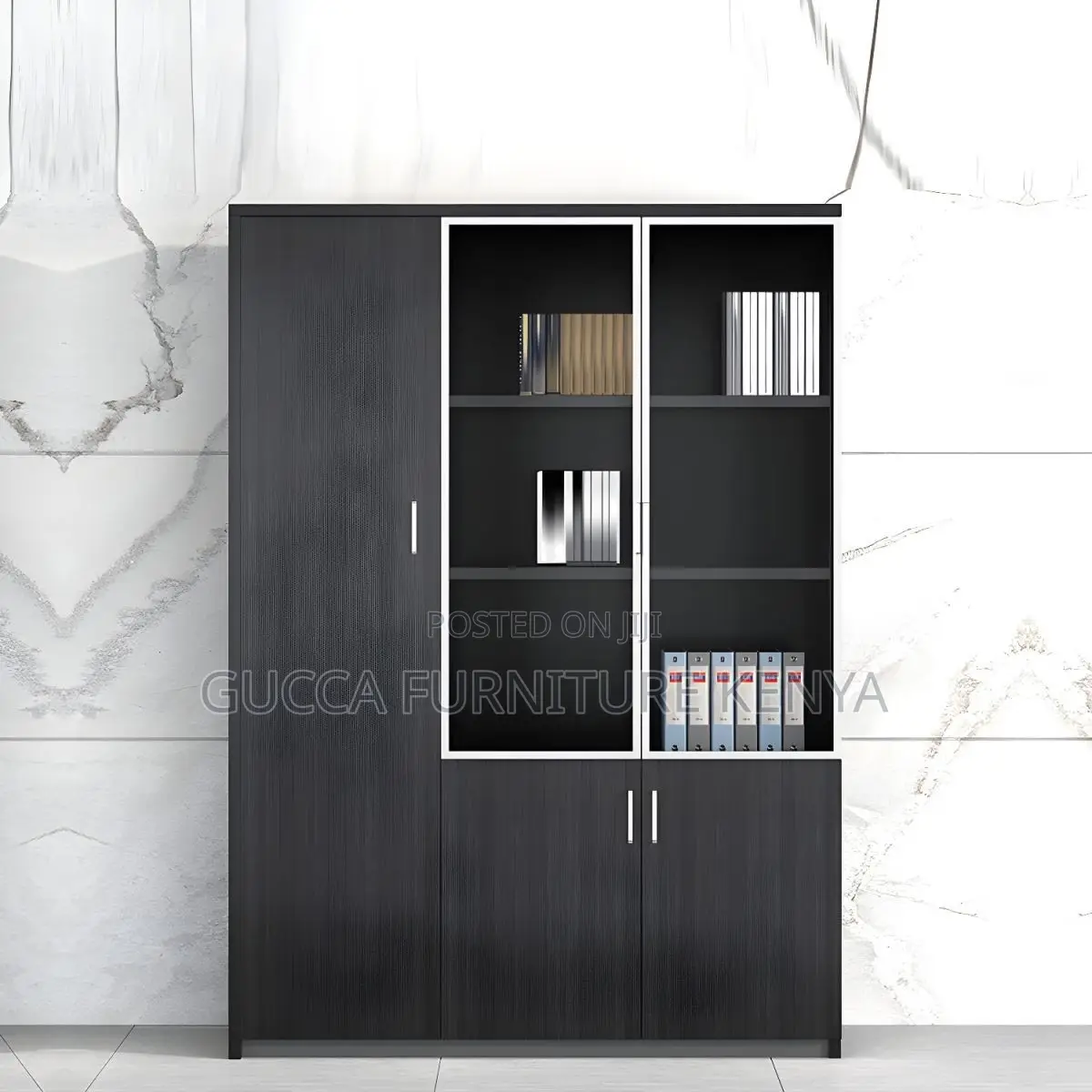 3-door's Wooden Office Filling Cabinet-glass Front