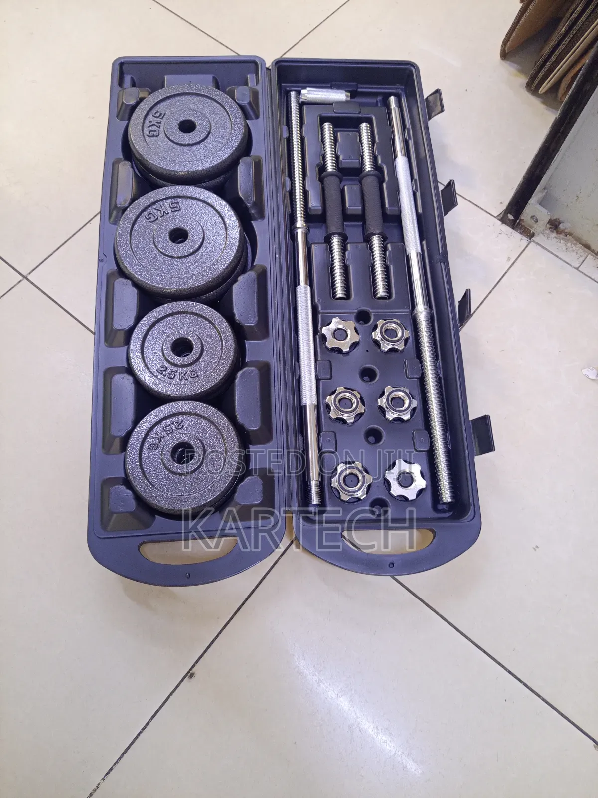 50kg Adjustable Weight Lifting Set With Curl Bar for Home Workout