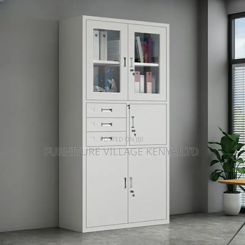 Office Cabinet; 2-door Metallic Office Cabinet With Safe
