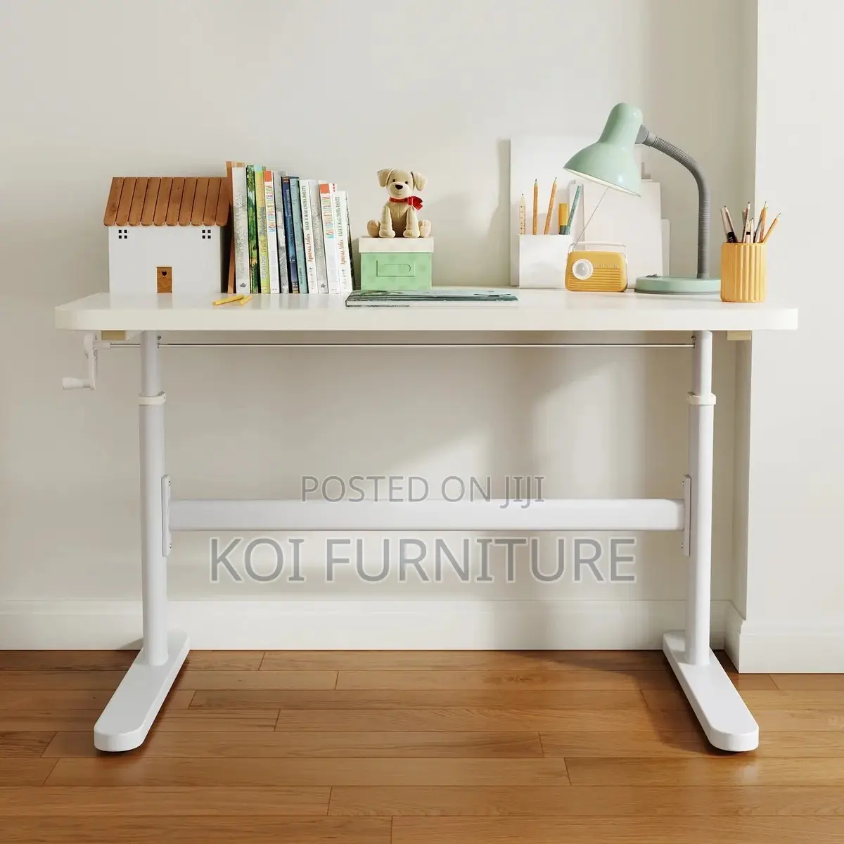 Office Desk : Manual Standing Desk Adjustable W/ Monitor Stand