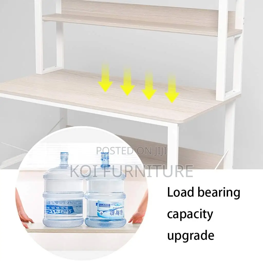 Office Desk : White Study Desk With Top Shelves