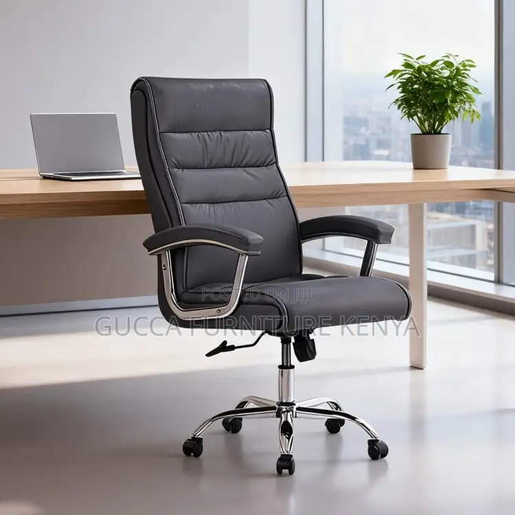 Gray Executive Leather Office Chair