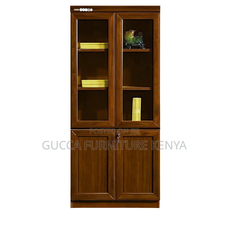 2-door Mahogany Glass Front Filling Cabinet