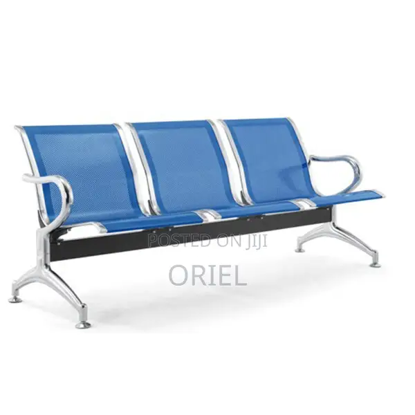 Office Bench : Linked Blue 3-Seater Office Bench
