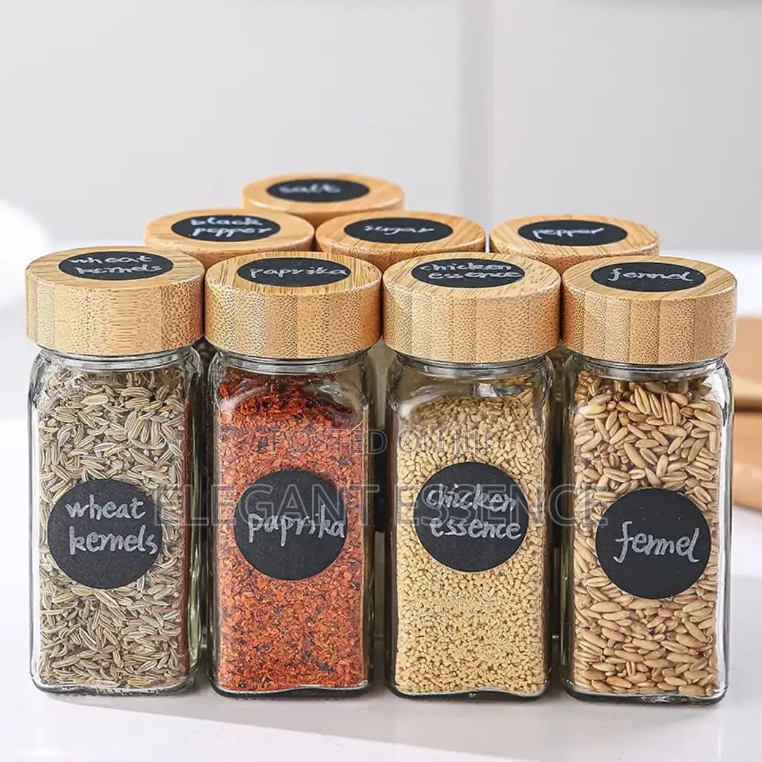 29pcs Set Storage Spice Jar With Bamboo Lid Funnel,Labels,Pen Stickers
