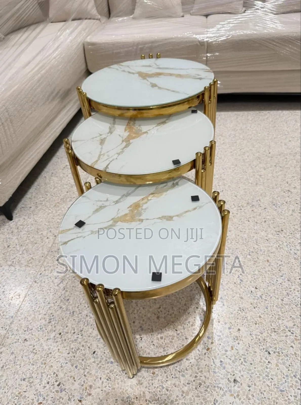 3 in 1 Executive Pure Marble Table