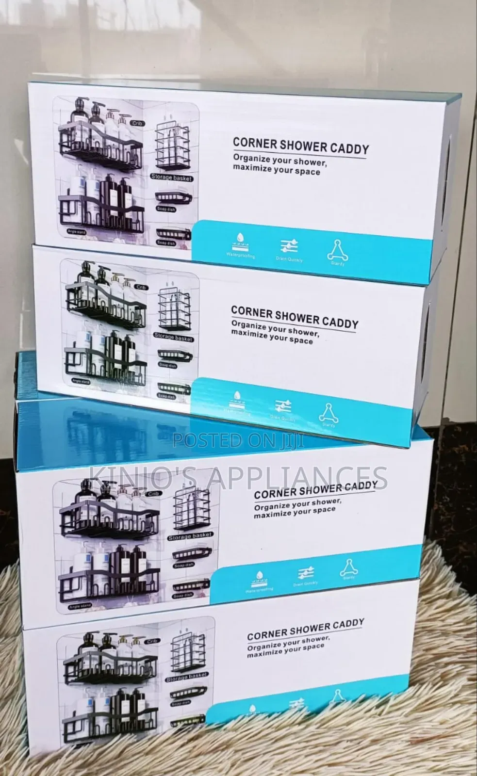 5pcs Set Corner Shower Caddy Shelf/Bathroom Organizer