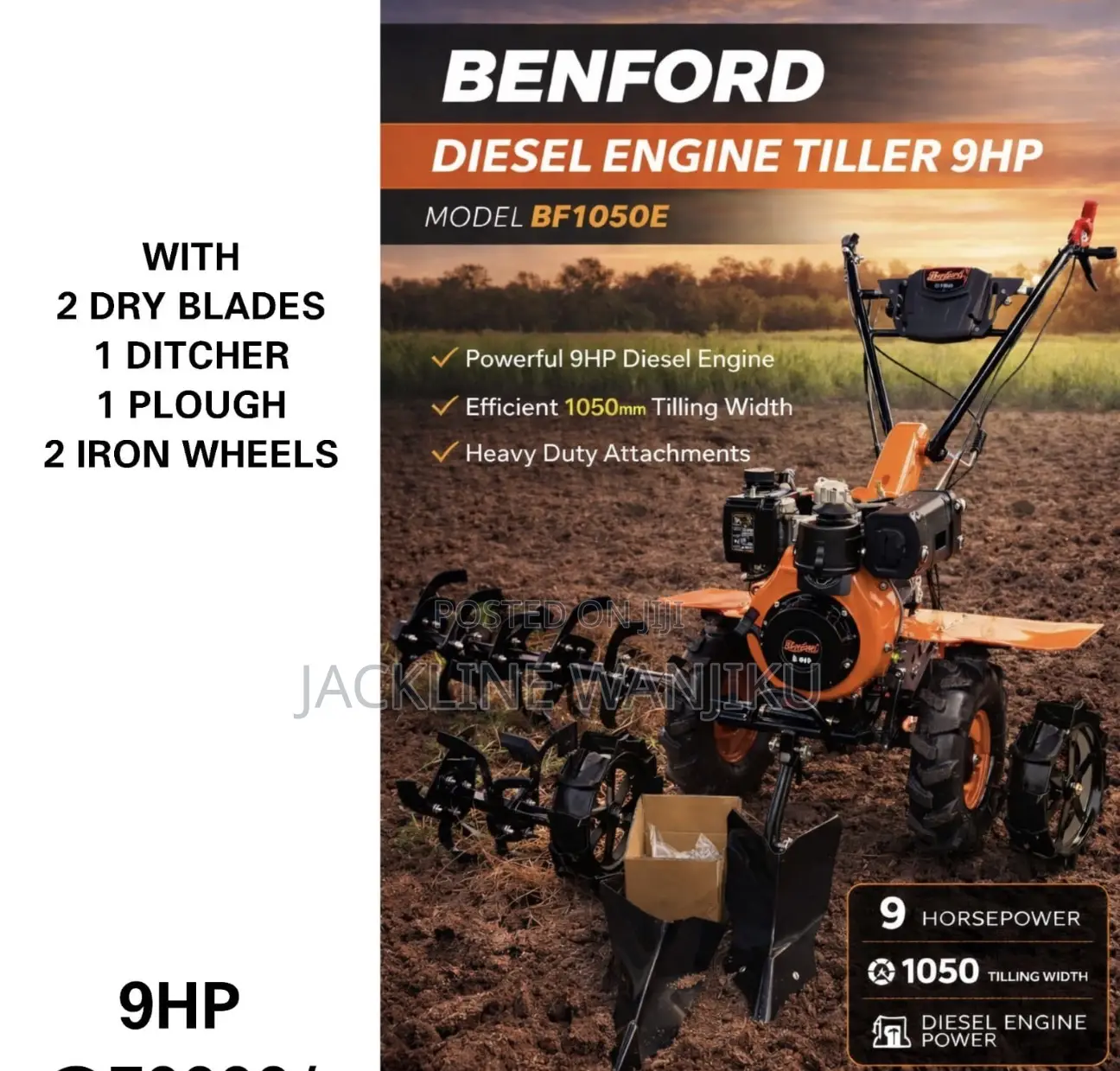 Diesel Engine Tiller Machine 9hp / Powerful 9hp Tiller Machine