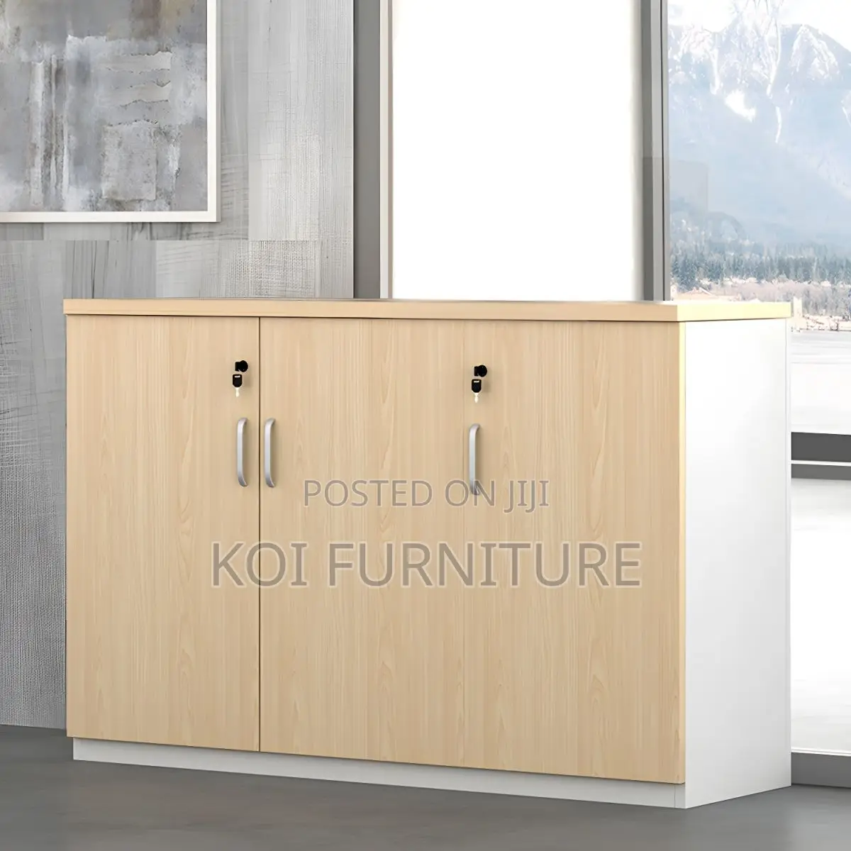 Office Cabinet : 2 Door Wooden Credenza Cabinet