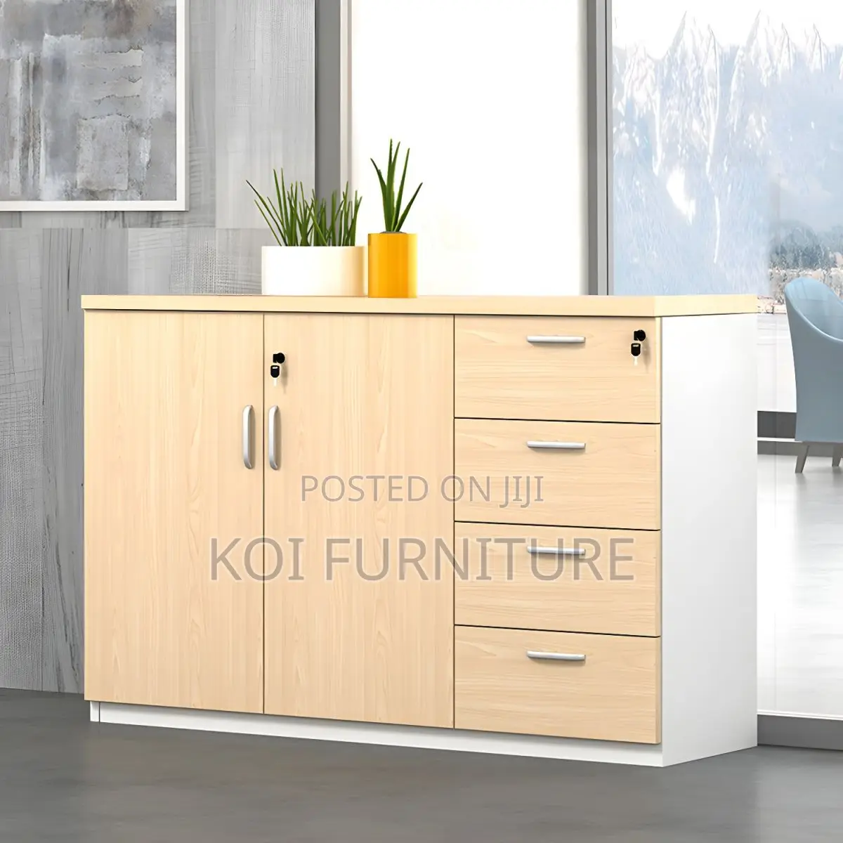 Office Cabinet : 2 Door Wooden Credenza Cabinet