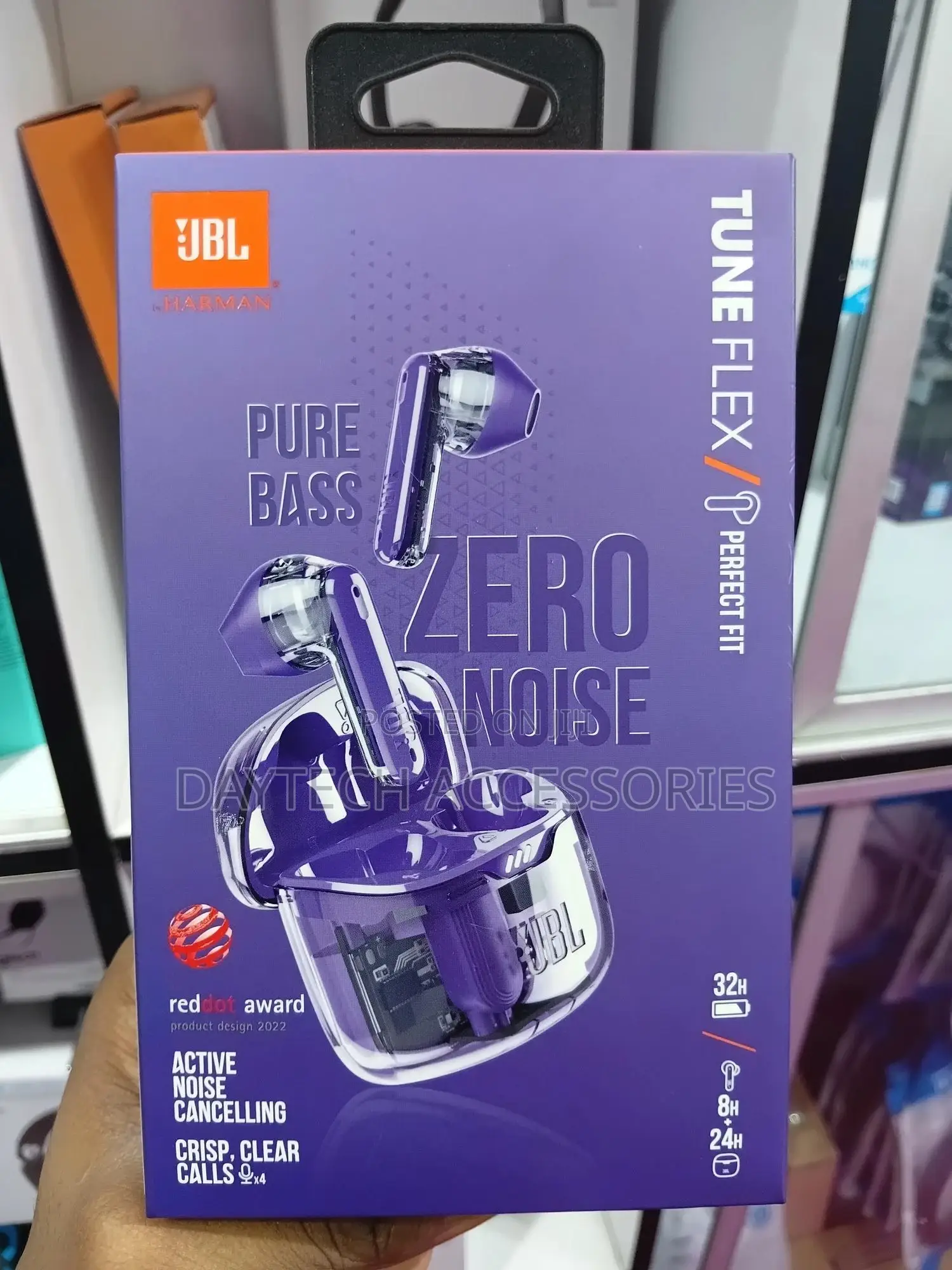 JBL Tune Flex Ghost 2 Wireless Noise Cancelling Bluetooth Earbuds.