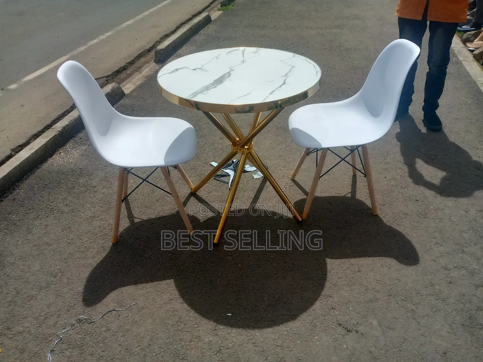 Round Table With Marble Top and Chairs