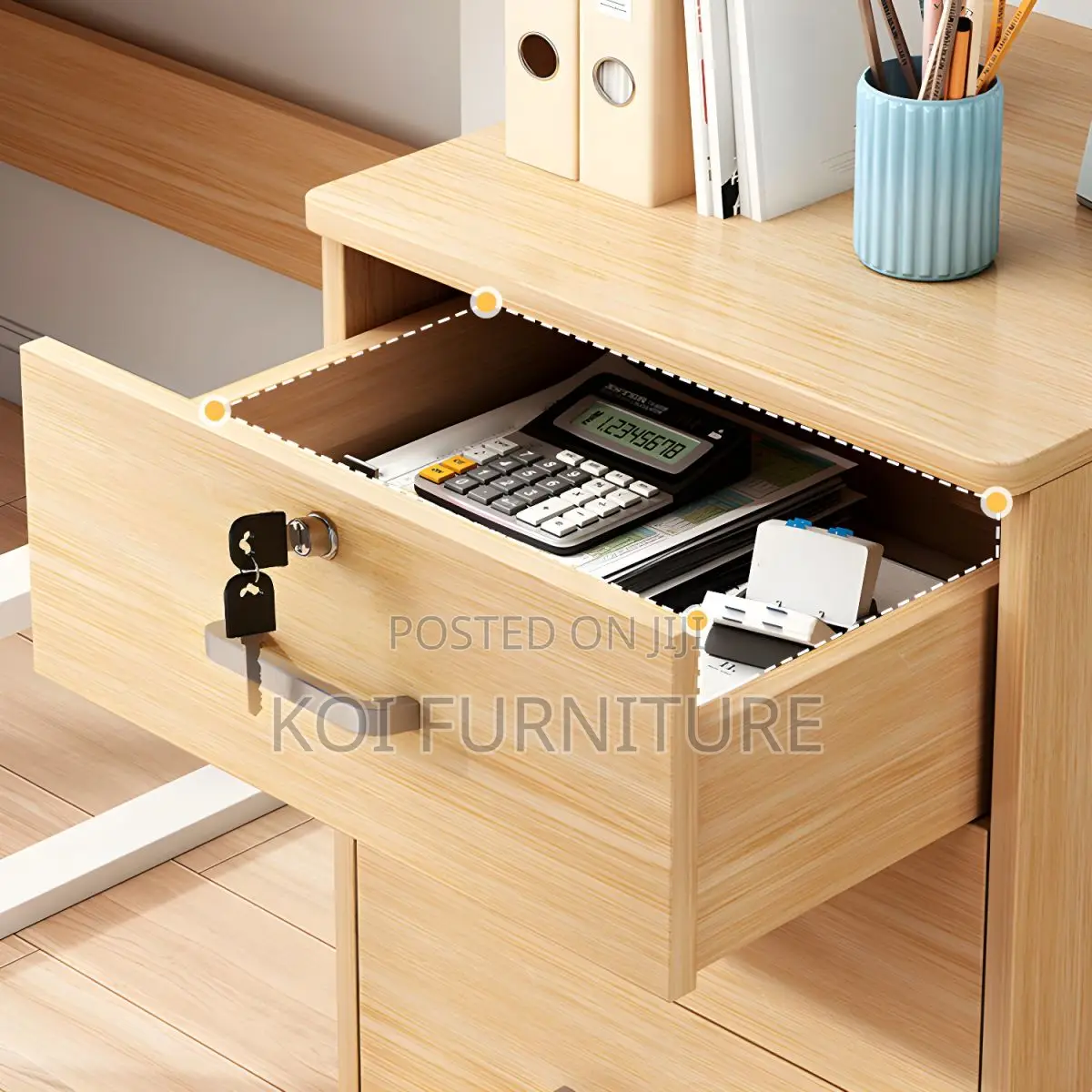 Office Pedestal : 3-Drawer Mobile Pedestal in Beech Finish