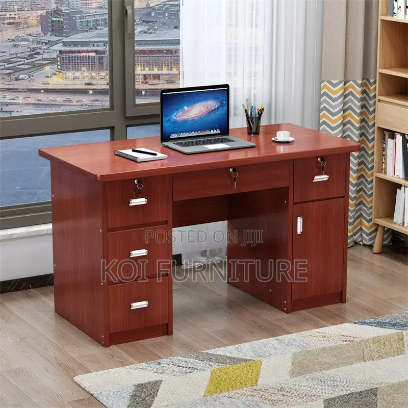 Office Desk : 1.4m Wooden Executive Desk With Multiple Drawers
