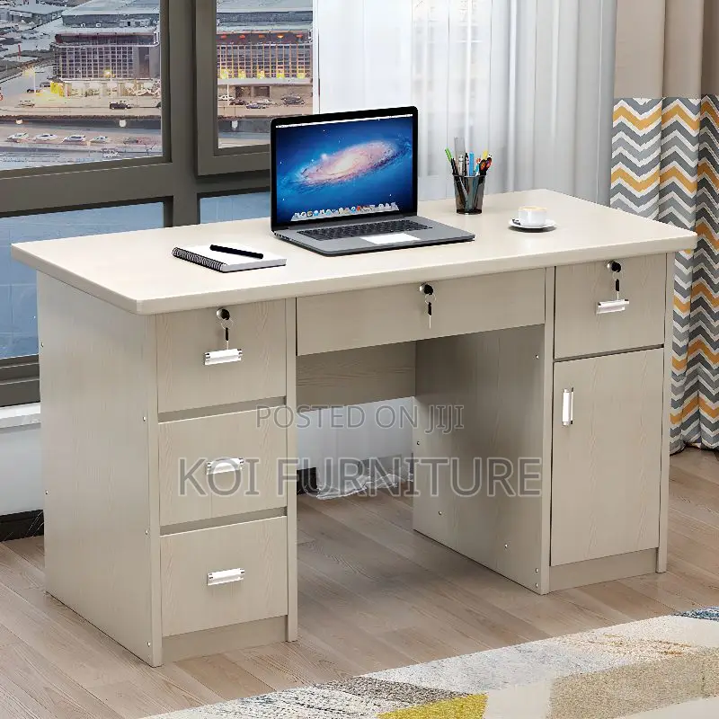 Office Desk : 1.4m Wooden Executive Desk With Multiple Drawers