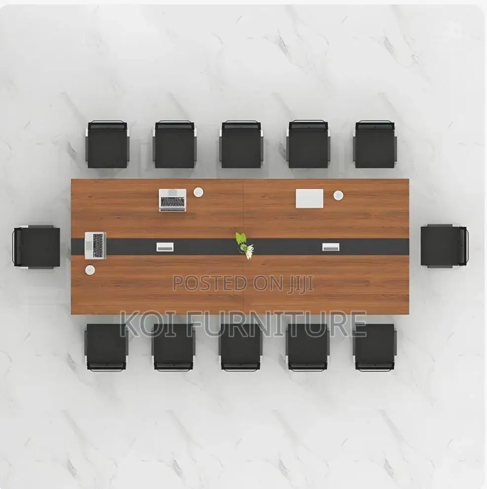 Office Table : 2400mm Modern Boardroom Table With Wood-Tone Top,