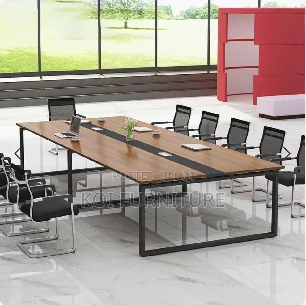 Office Table : 2400mm Modern Boardroom Table With Wood-Tone Top,