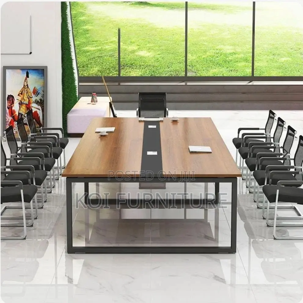 Office Table : 2400mm Modern Boardroom Table With Wood-Tone Top,