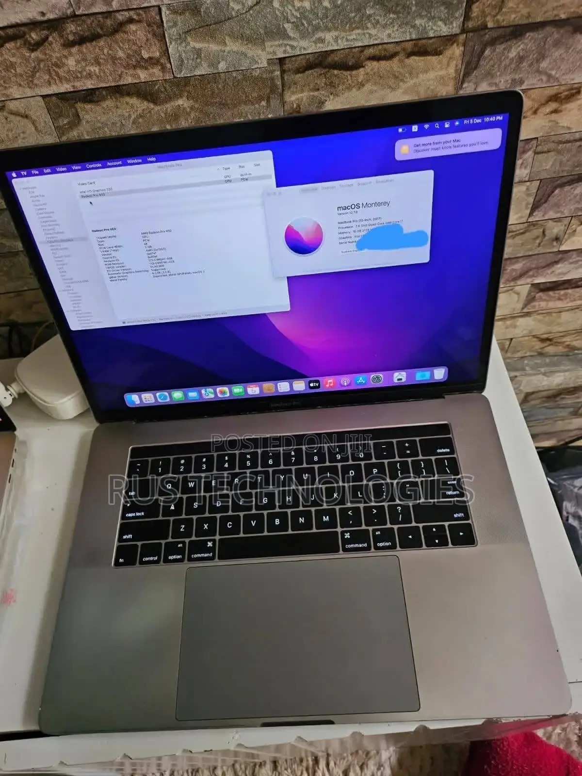 Laptop Apple MacBook Pro 2017 16GB Intel Core i7 SSD 512GB