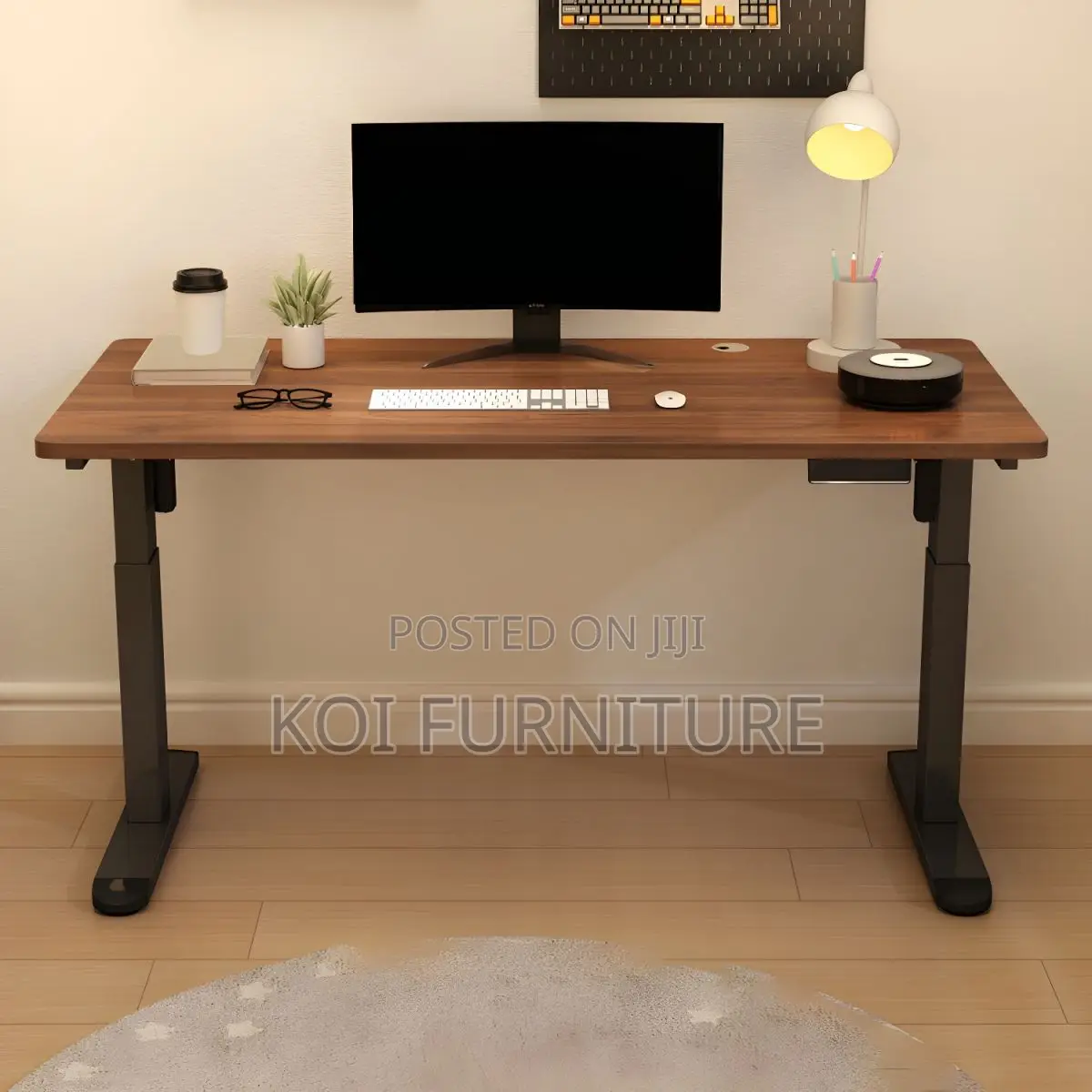 Office Desk : 1.4m Electric Height-Adjustable Standing Desk