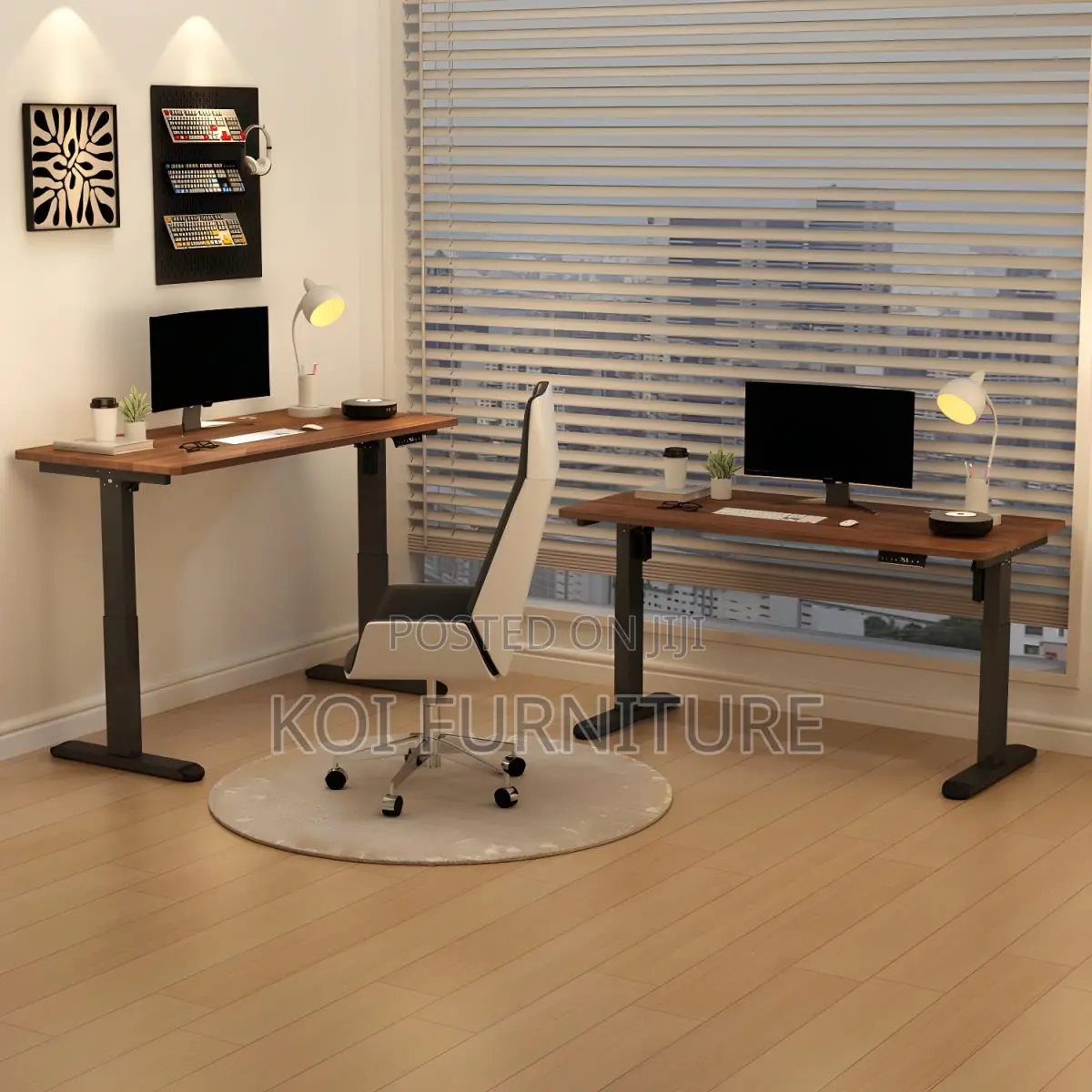 Office Desk : 1.4m Electric Height-Adjustable Standing Desk