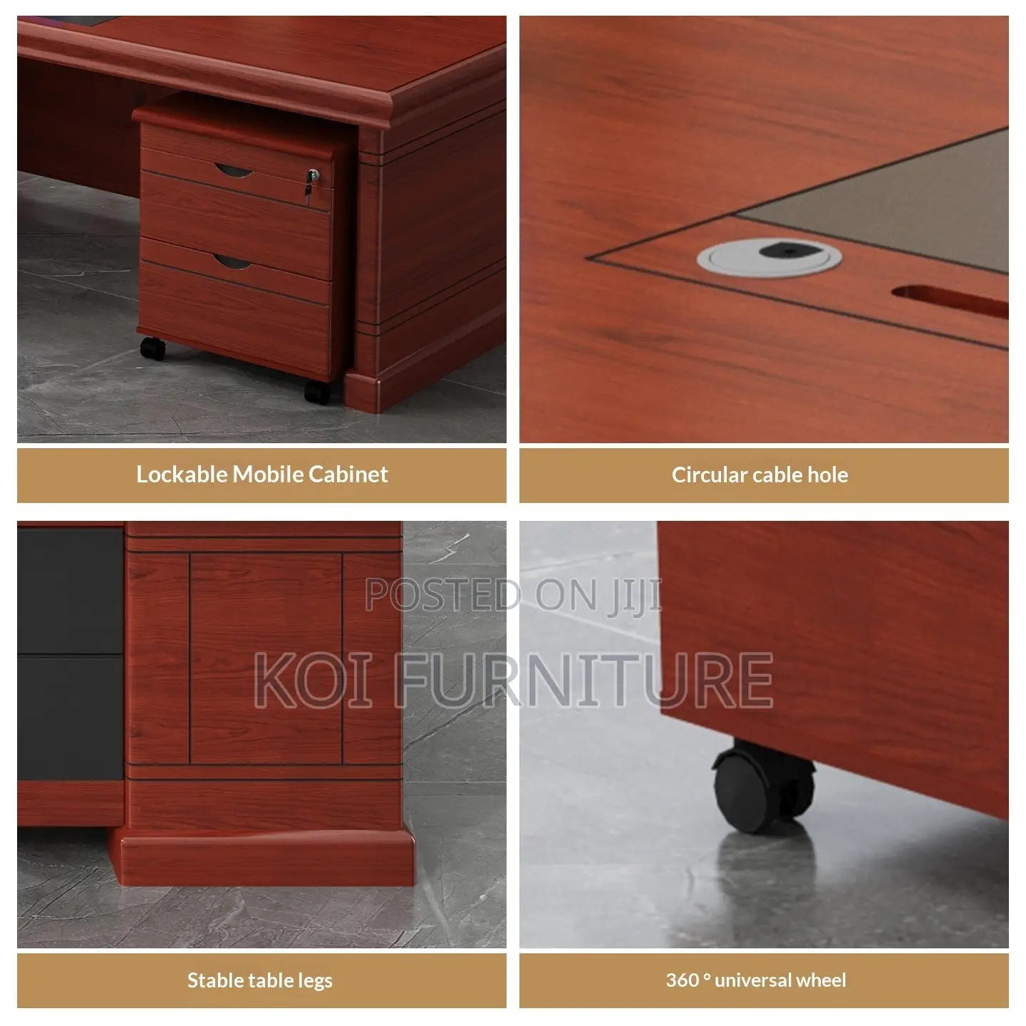 Office Desk; 1.6m Mahogany Executive Desk With Return