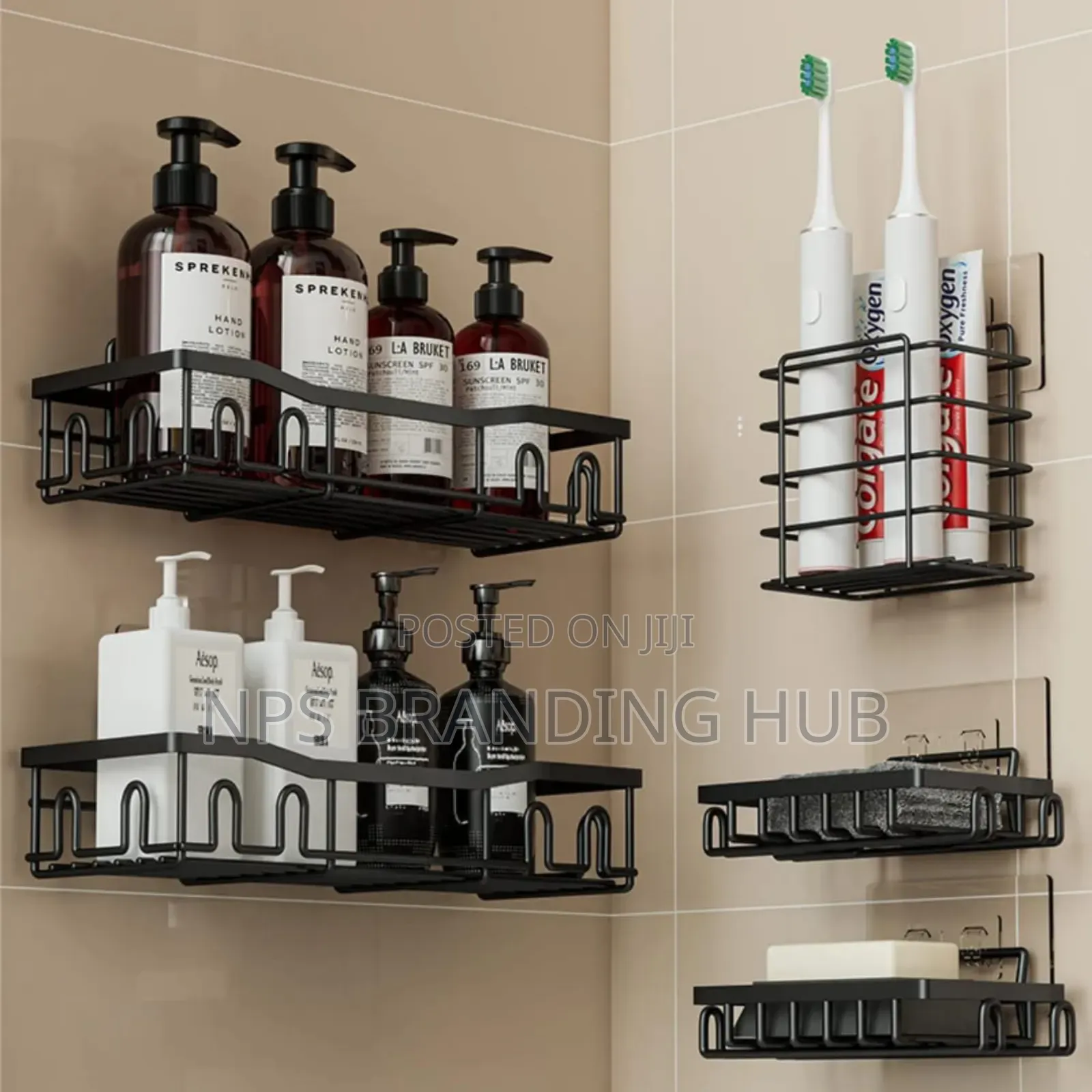 5pcs Set Rectangular Shower Caddy Shelf/Bathroom Organizer Eh