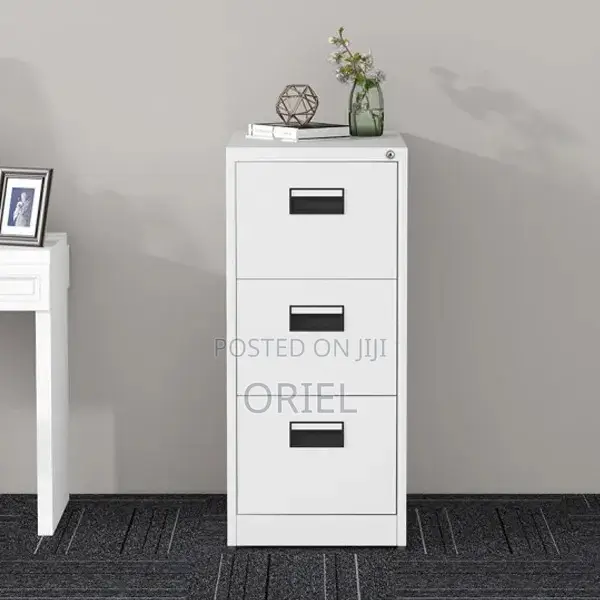 Filing Cabinet: Office Document Storage 3-Drawer Steel Cabinet