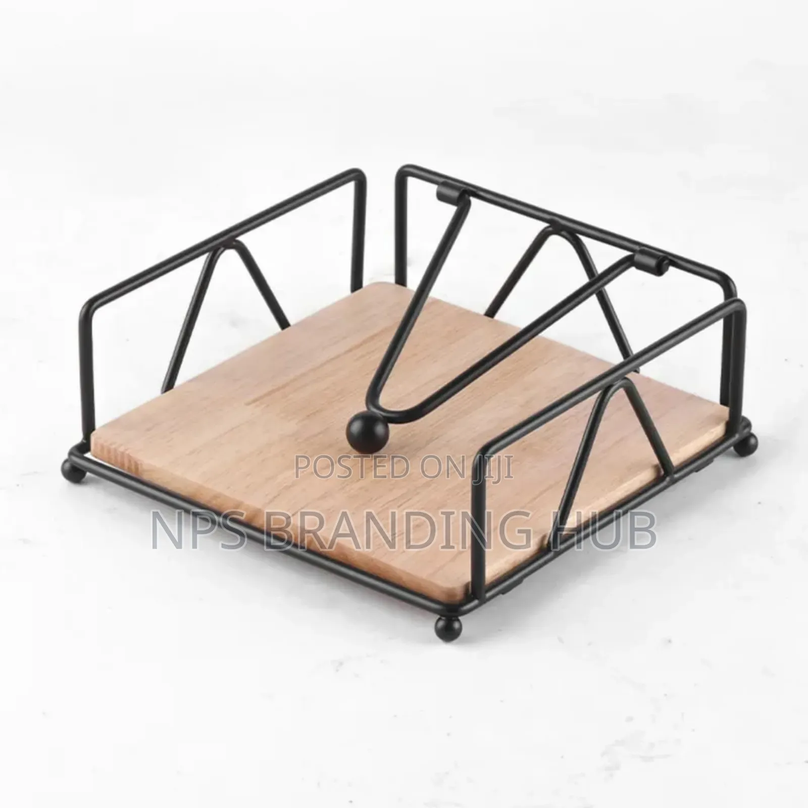 Napkin/ Serviette Holder With Bamboo Wood Base Eh