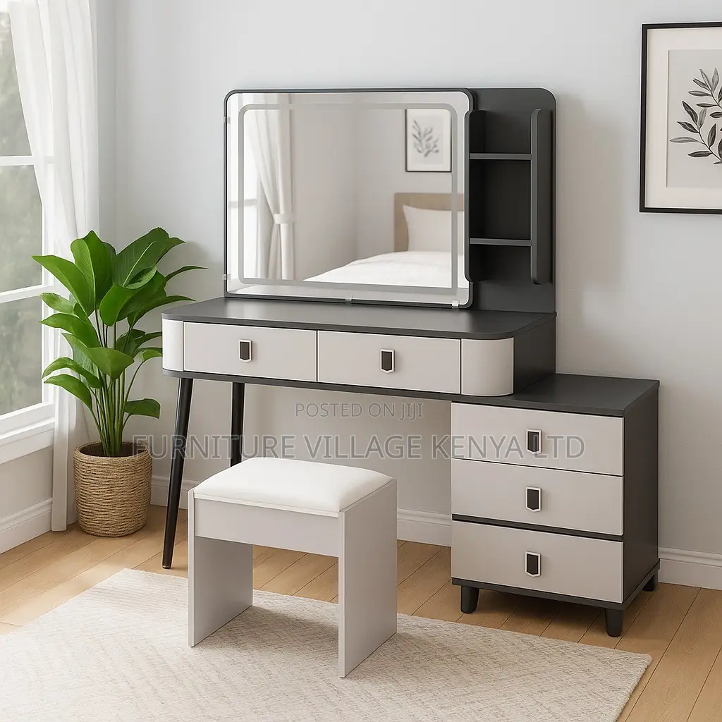 Dressing Table; Modern Vanity Desk With Led Mirror
