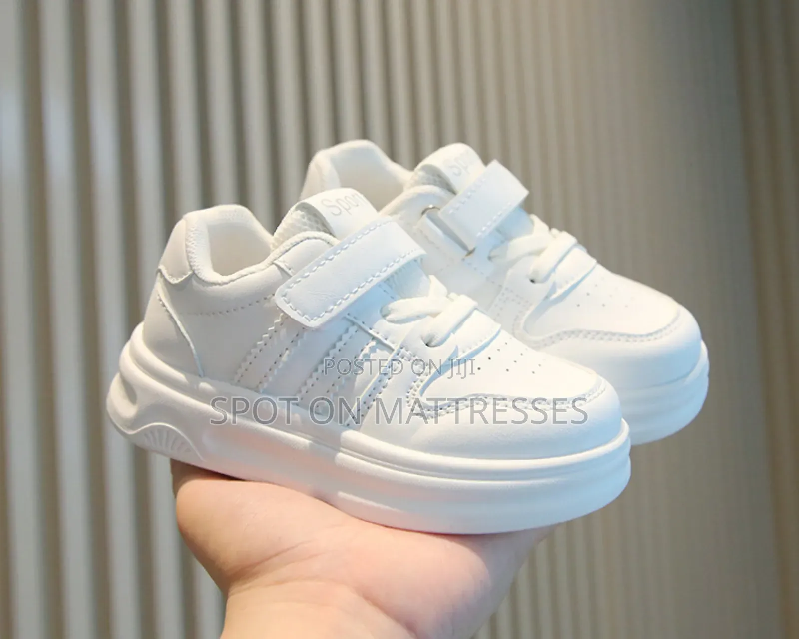 Kids' Plain White Sneakers. Sizes 21-38. Delivery Services Available.